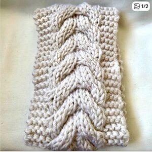 Women Tern Cable Knit Headband Ear Warmer Natural Color